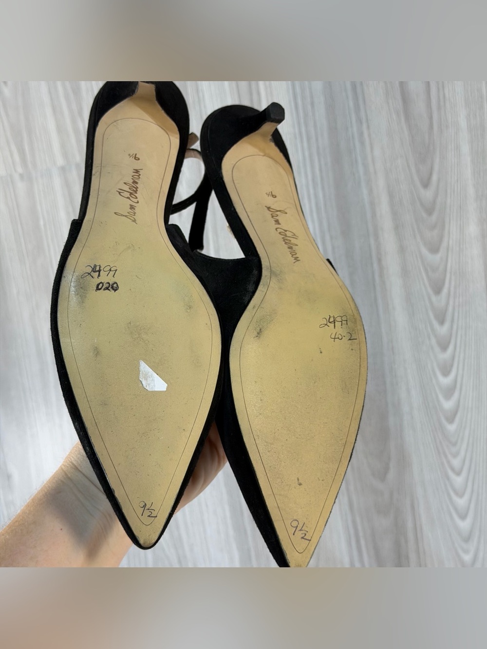 Sam Edelman Ludlow Suede Black Kitten Heels Pointed Toe Sling back Women’s 9.5 - Picture 3 of 4